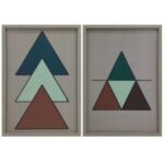 Ahşap 2 li Set Soyut Tablo 63x84cm