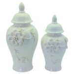 2li Set Beyaz Seramik Küp 23x47cm