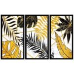 UV 3lü Set Sarı Yaprak Tablo 95x150cm