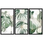 UV 3lü Set Yeşil Yaprak Tablo 95x150cm