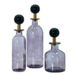 3lü Set Cam Şişe Mor 7x26cm