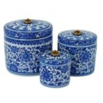 3lü Set Çini Seramik Kutu 15x16cm