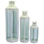 3lü Set Metal Fener Beyaz 25x92cm