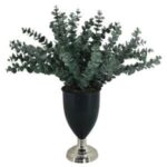 Metal Saksılı Çiçek Gümüş 57x55cm