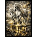 UV Beyaz Atlar Tablo 75x105cm