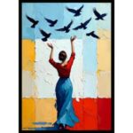 UV Kuşlar ve Kadın Tablo 75x105cm