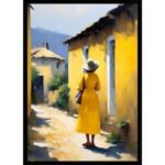UV Sarı Elbiseli Kadın Tablo 75x105